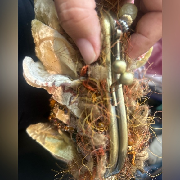 Mary Frances Vintage Beautiful BOHO Velvet Stone Bag Beaded - Picture 14 of 14